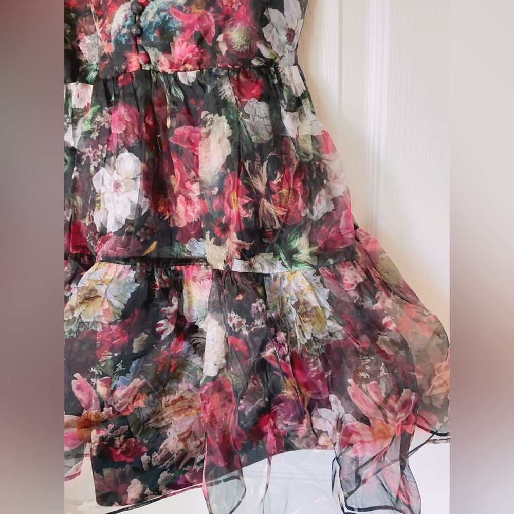 NWT $595 Alice + Olivia Vernita Silk Puff Sleeve Mini Dress - Picture 8 of 8
